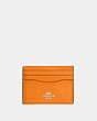 COACH®,SLIM ID CARD CASE,Cuir Cross-grain,Argent/Mandarine vif,Front View