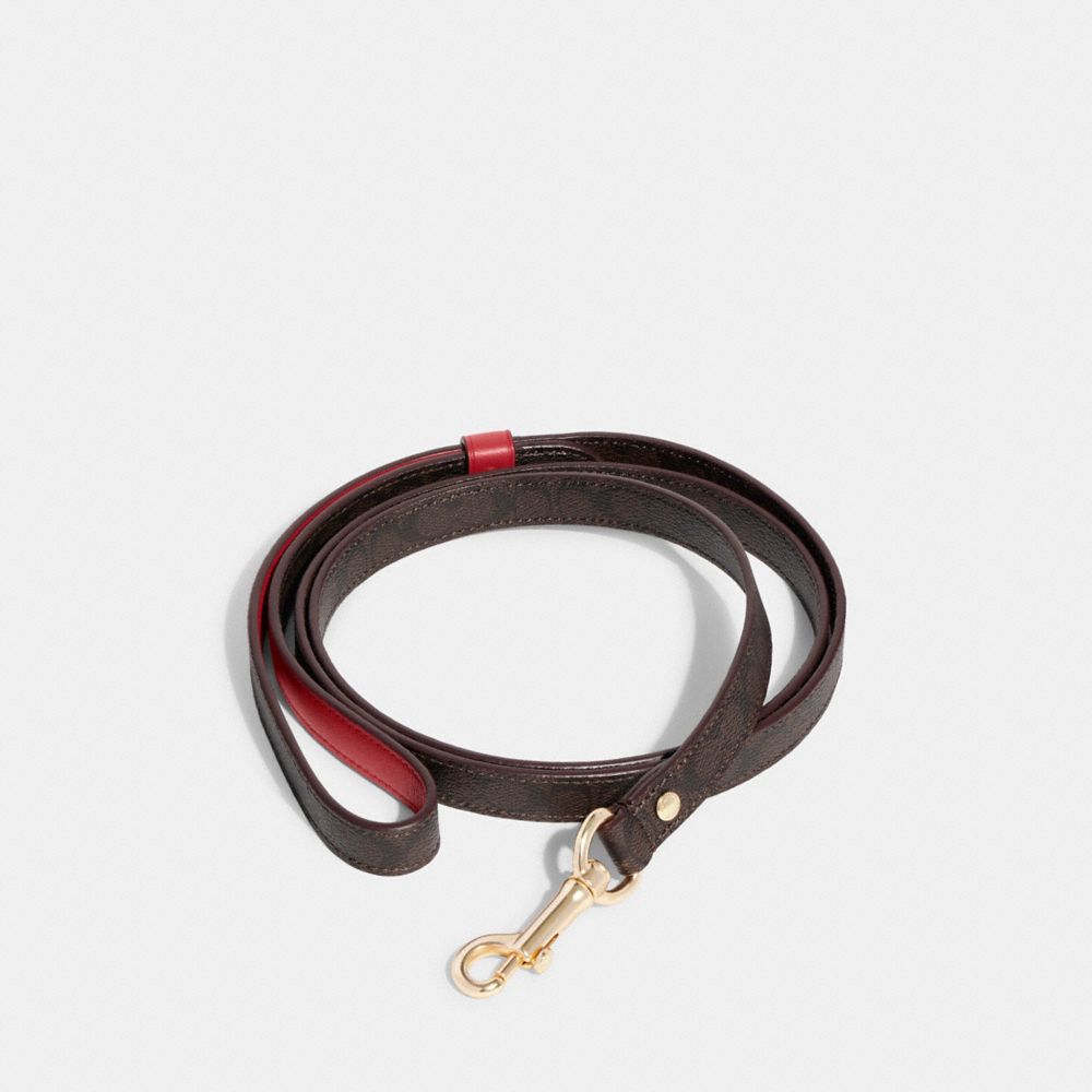 COACH®,BOXED SMALL PET LEASH IN SIGNATURE CANVAS,Im/Brown Black/Red Apple,Inside View,Top View
