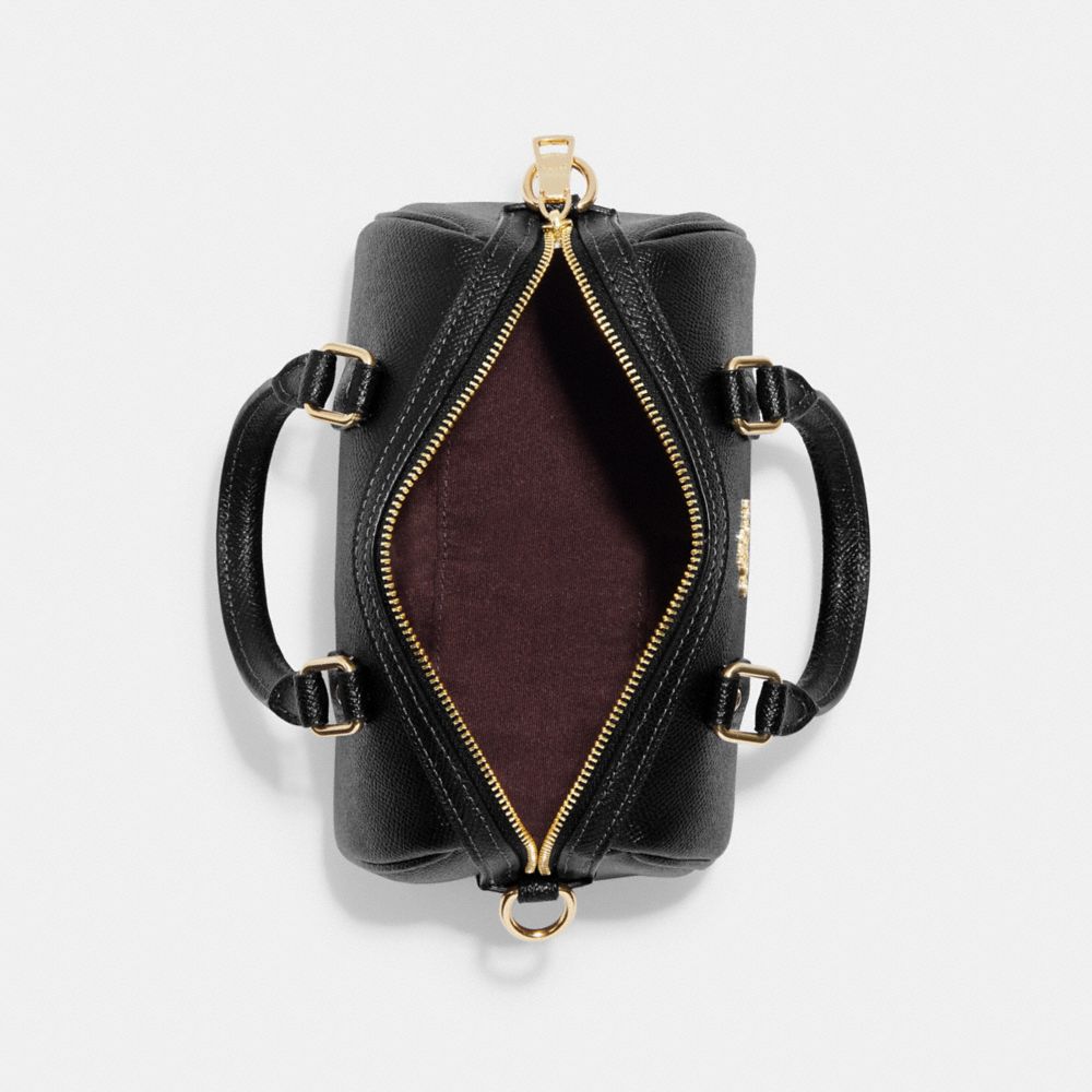 COACH®,Mini Rowan Crossbody,Leather,Crossbody,Gold Metal,Casual,Black,Inside View,Top View