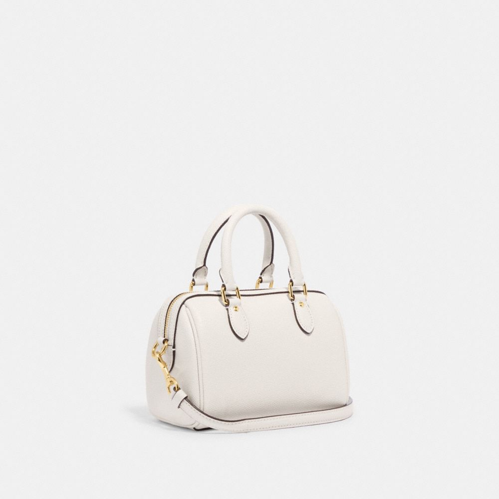 COACH Crossgrain leather mini rowan crossbody, White Women's Across-body  Bag