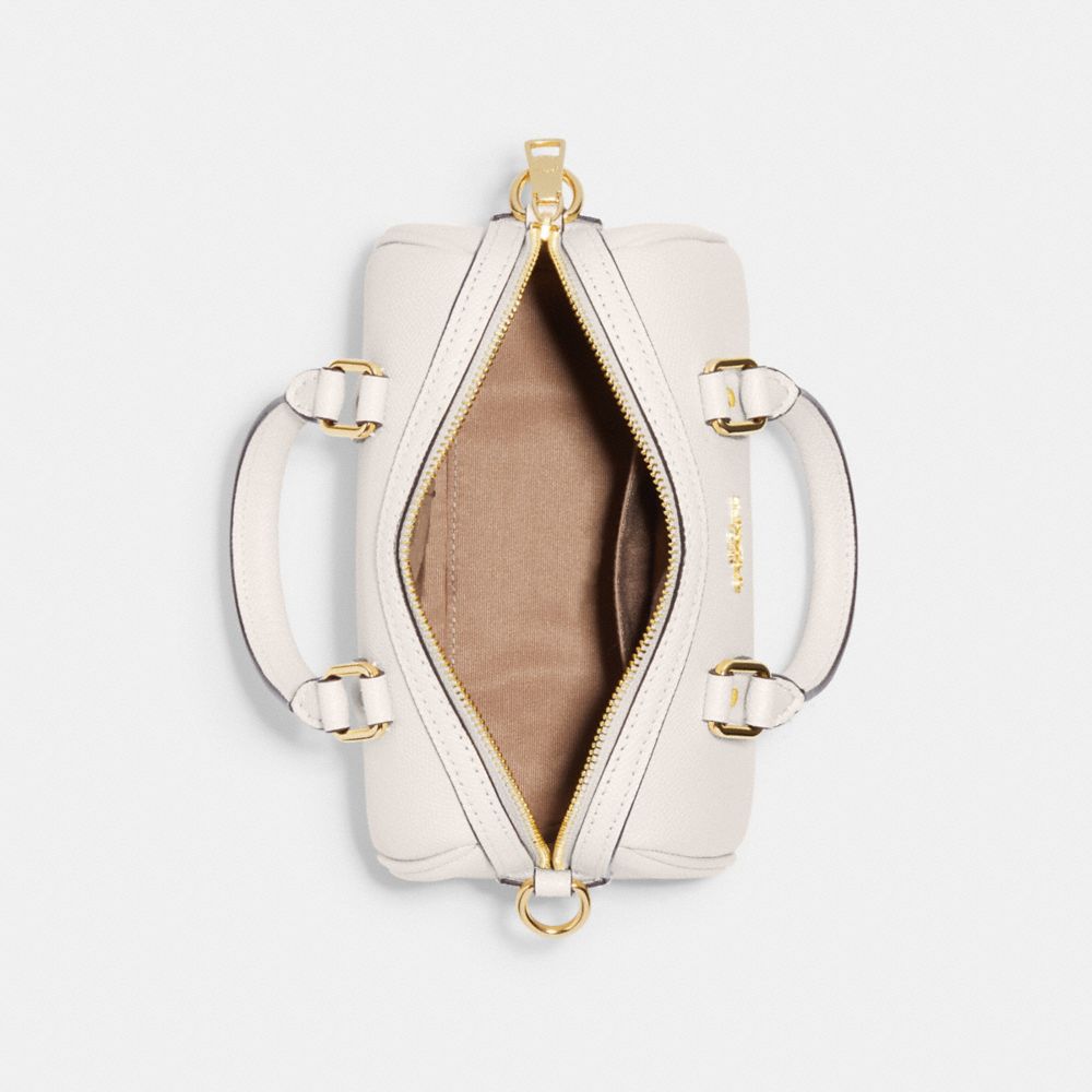 COACH®,Mini Rowan Crossbody,Leather,Crossbody,Gold Metal,Casual,White,Inside View,Top View