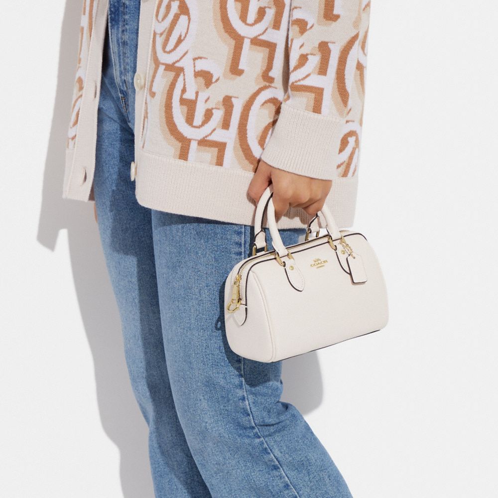 COACH®,Mini Rowan Crossbody,Leather,Crossbody,Gold Metal,Casual,White,Detail View