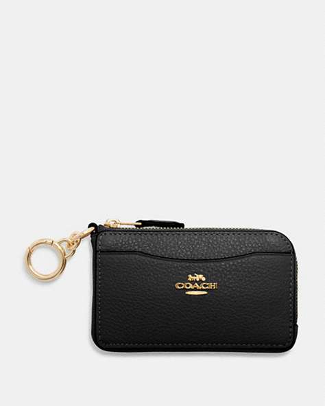 COACH®,MULTIFUNCTION CARD CASE,Mini,Gold/Black,Front View