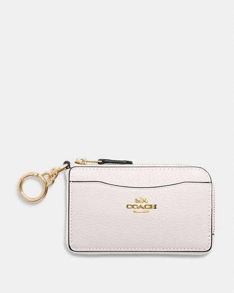 COACH®,MULTIFUNCTION CARD CASE,Gold/Chalk,Front View