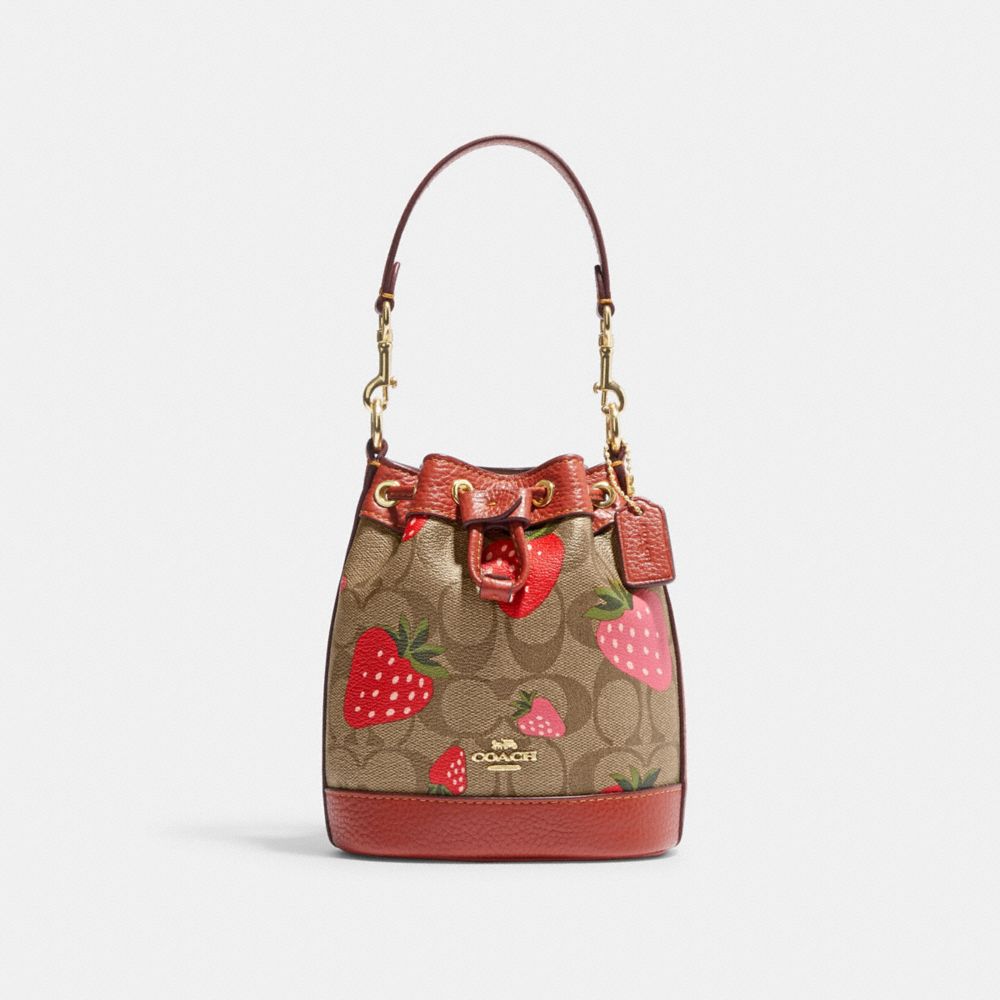 COACH® | Mini Dempsey Bucket Bag In Signature Canvas With Wild