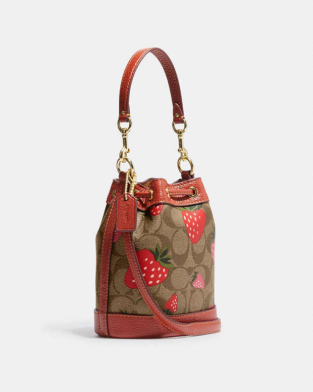 COACH® | Mini Dempsey Bucket Bag In Signature Canvas With Wild