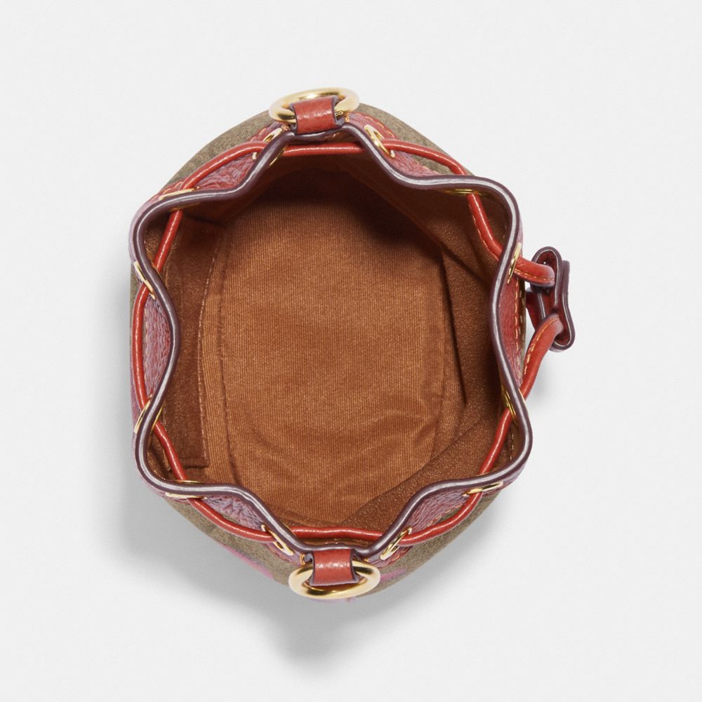 Mini Dempsey Bucket Bag In Signature Canvas With Wild Strawberry Print