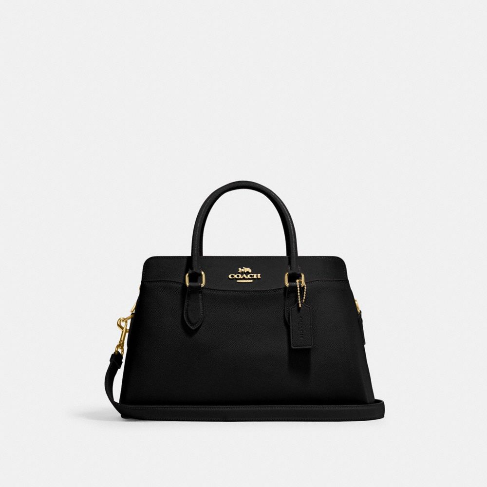 COACH®,DARCIE CARRYALL BAG,Crossgrain Leather,Medium,Anniversary,Gold/Black,Front View