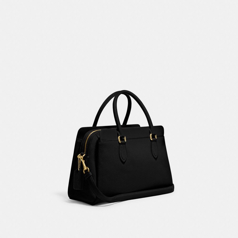 COACH®,DARCIE CARRYALL BAG,Crossgrain Leather,Medium,Anniversary,Gold/Black,Angle View