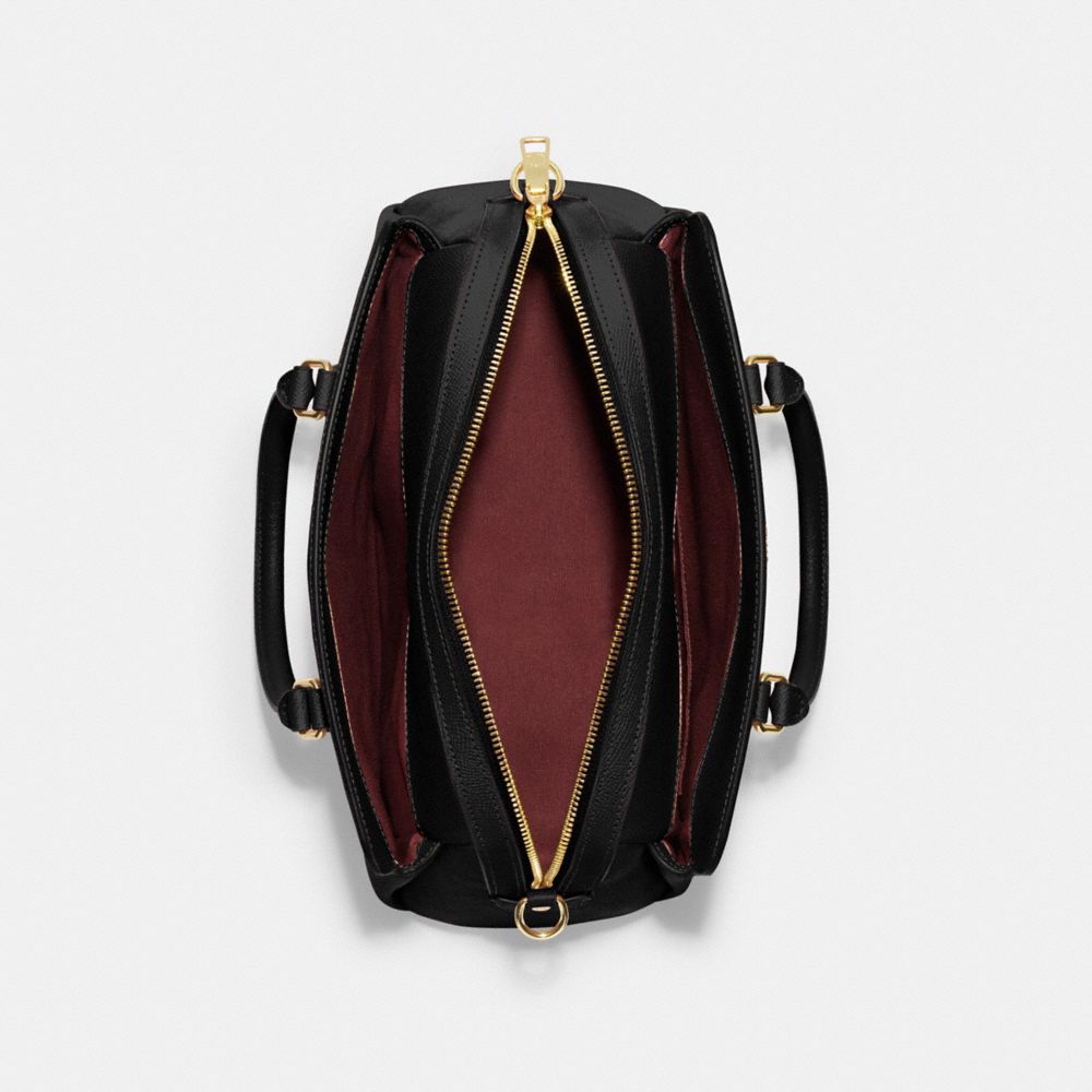 COACH®,DARCIE CARRYALL BAG,Crossgrain Leather,Medium,Anniversary,Gold/Black,Inside View,Top View