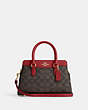 COACH®,MINI DARCIE CARRYALL BAG IN SIGNATURE CANVAS,pvc,Small,Gold/Brown 1941 Red,Front View