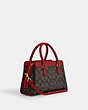 COACH®,MINI DARCIE CARRYALL BAG IN SIGNATURE CANVAS,pvc,Small,Gold/Brown 1941 Red,Angle View