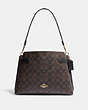 COACH®,HANNA SHOULDER BAG IN SIGNATURE CANVAS,Gold/Brown Black,Front View