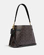 COACH®,HANNA SHOULDER BAG IN SIGNATURE CANVAS,Gold/Brown Black,Angle View