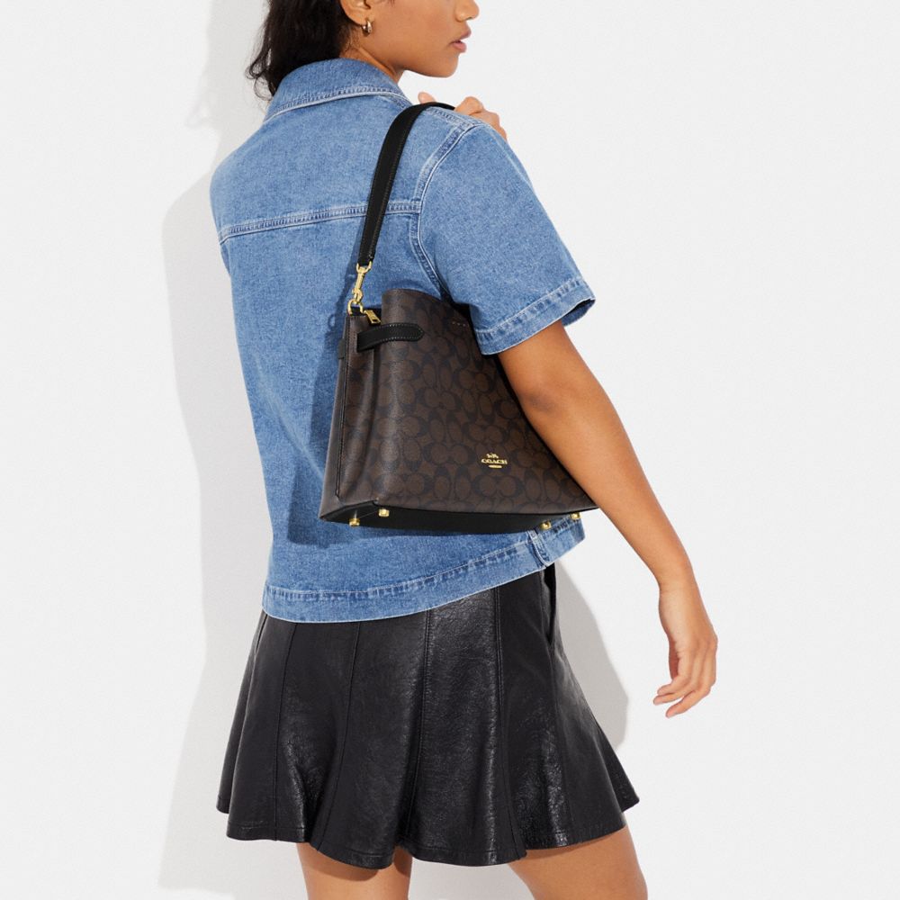 COACH®,Hanna Shoulder Bag In Signature Canvas,,Detail View