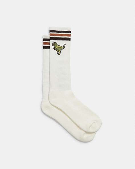 COACH®,SPORT CALF SOCKS,Cotton/Polyester,Chalk,Front View