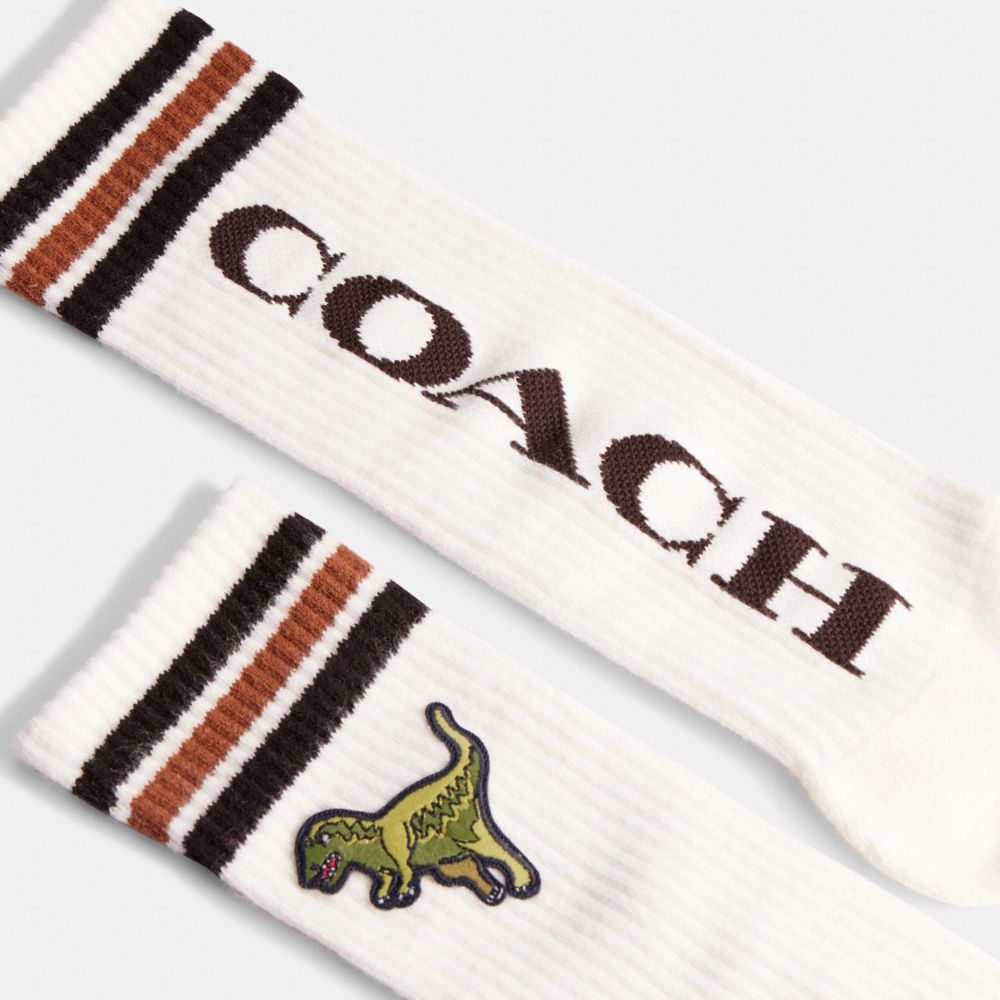 COACH®,CHAUSSETTES LONGUEUR MOLLET SPORT,Coton/polyester,Craie,Closer View