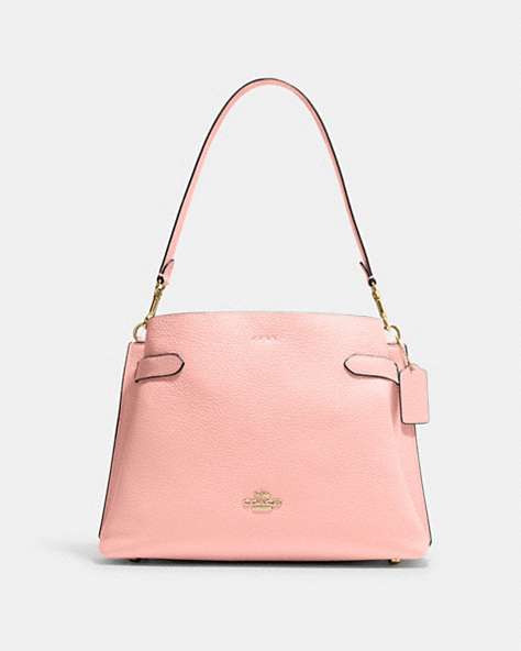 COACH®,HANNA SHOULDER BAG,Leather,Gold/Shell Pink,Front View