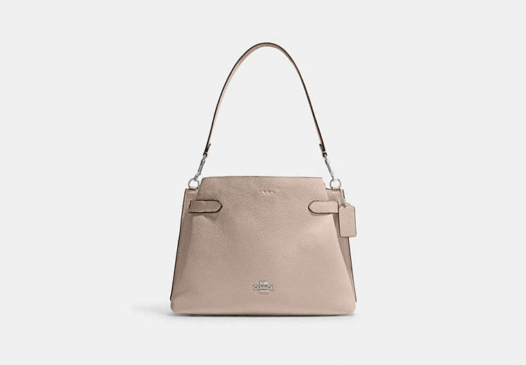 COACH®,HANNA SHOULDER BAG,Leather,Medium,Silver/Steam,Front View