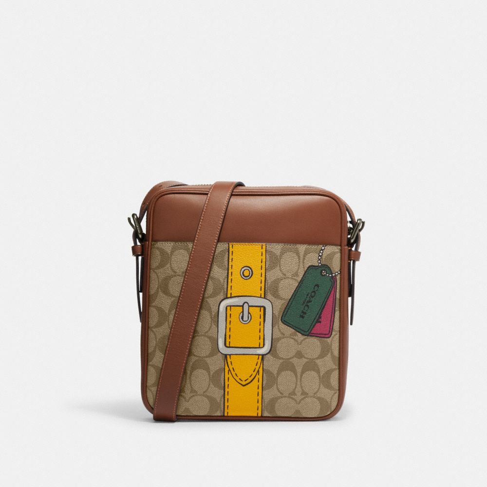 Coach Hudson 21 In Signature Canvas Crossbody Bag, Brown/Yellow