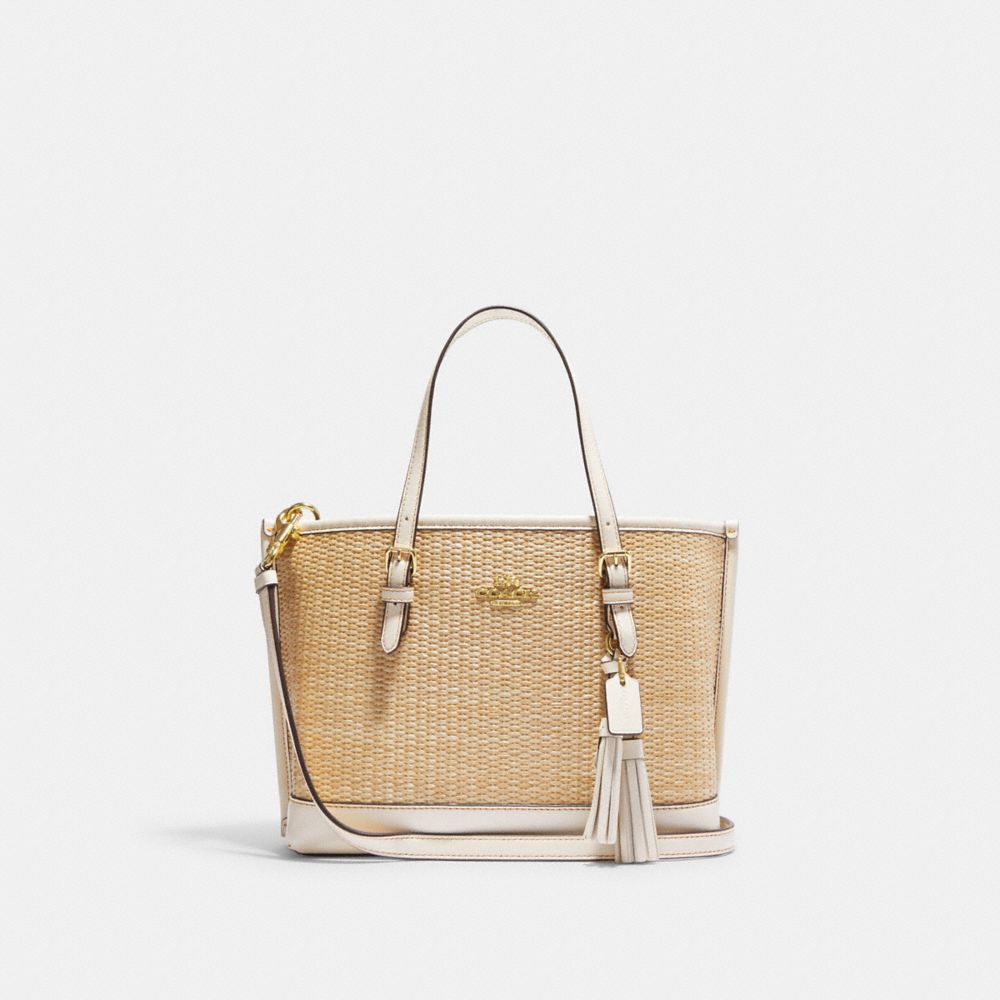 COACH®,MOLLIE TOTE BAG 25 IN STRAW,Medium,Gold/Chalk Multi,Front View