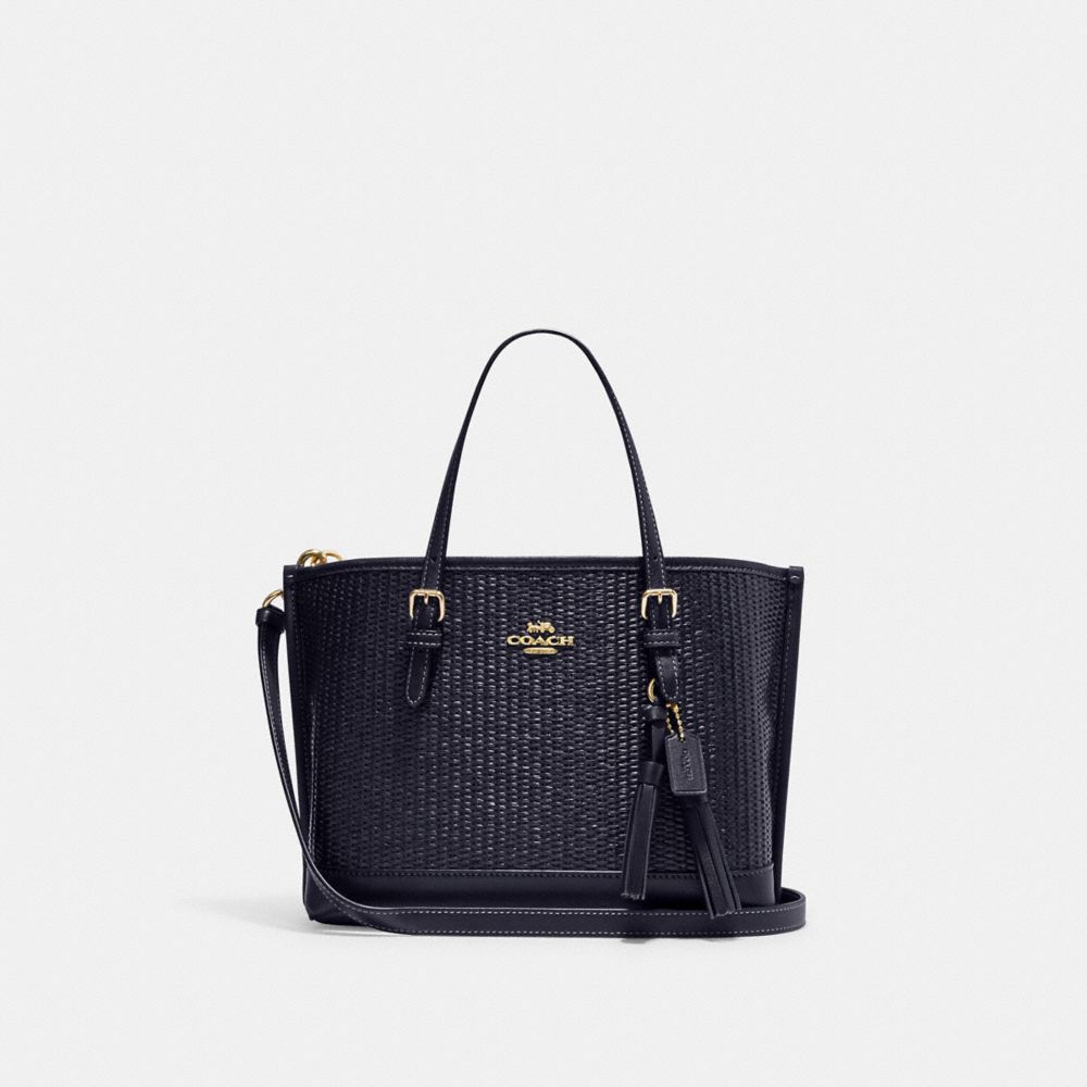 COACH®,MOLLIE TOTE BAG 25 IN STRAW,Medium,Im/Midnight Navy Multi,Front View