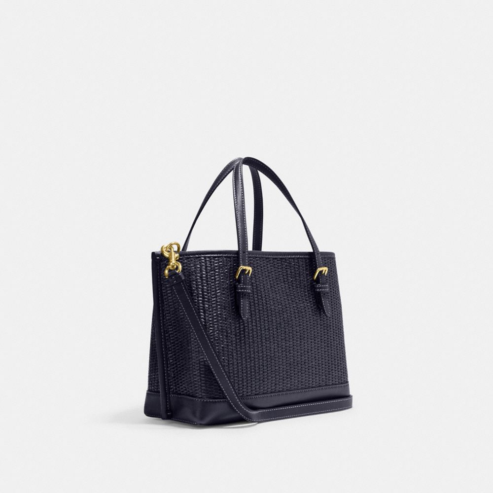 COACH®,MOLLIE TOTE BAG 25 IN STRAW,Medium,Im/Midnight Navy Multi,Angle View