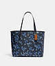 COACH®,CITY TOTE BAG WITH LOVELY BUTTERFLY PRINT,X-Large,Silver/Midnight Navy Multi,Front View