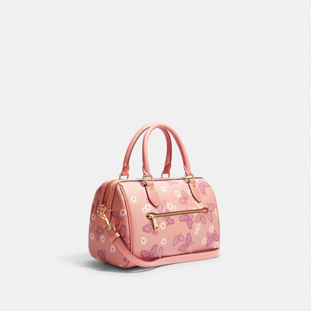 Coach Outlet Rowan Satchel With Lovely Butterfly Print in Pink