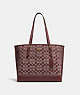 COACH®,MOLLIE TOTE IN SIGNATURE CHAMBRAY,X-Large,Gold/Wine Multi,Front View