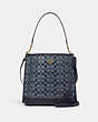 COACH®,MOLLIE BUCKET BAG IN SIGNATURE CHAMBRAY,Gold/Denim Multi,Front View