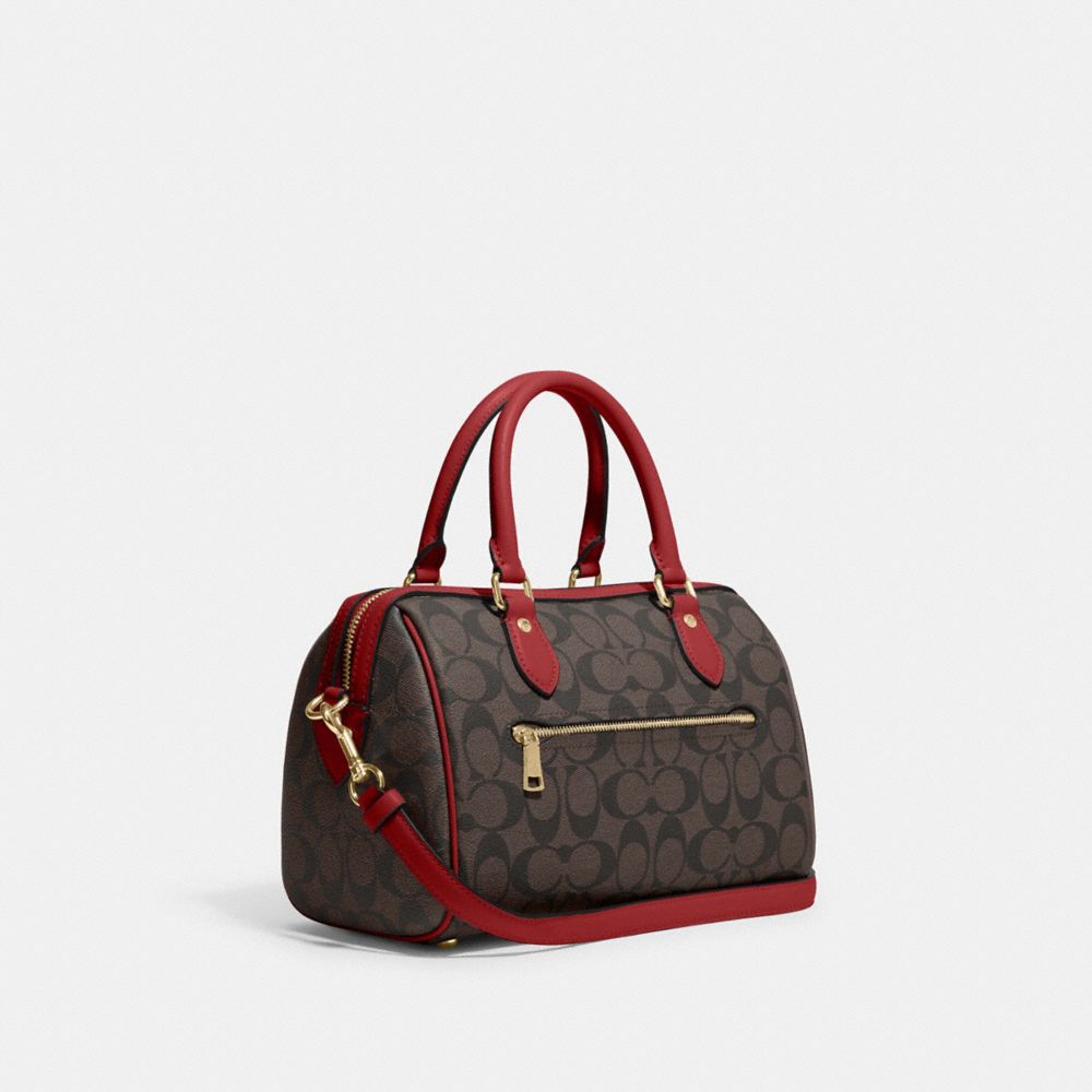 COACH Rowan Satchel in Signature Canvas in Brown 1941 Red 