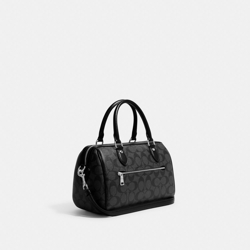COACH®,SATCHEL ROWAN EN TOILE SIGNATURE,Toile exclusive,Argent/Graphite/Noir,Angle View