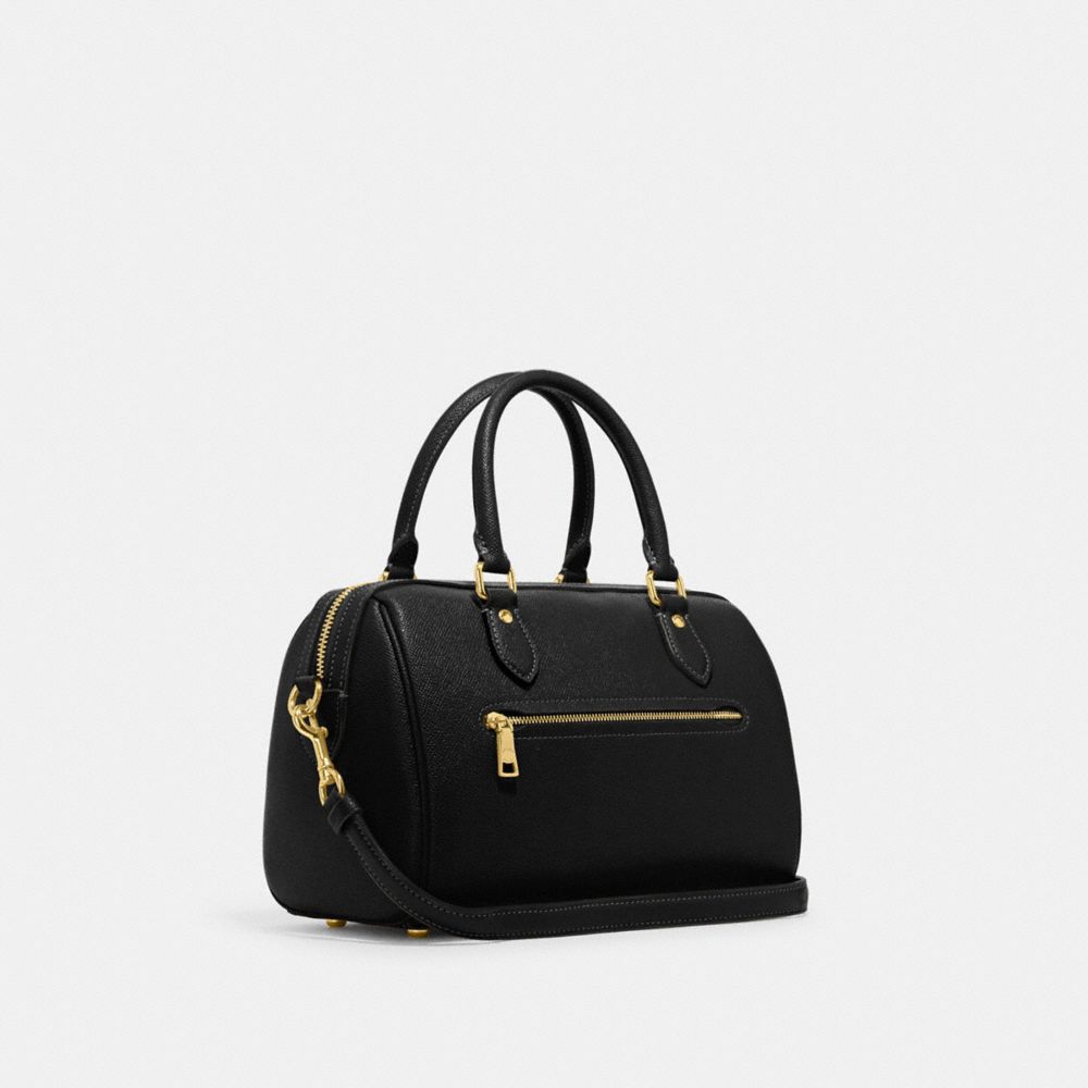 COACH®,SATCHEL ROWAN,Cuir,Or/Noir,Angle View