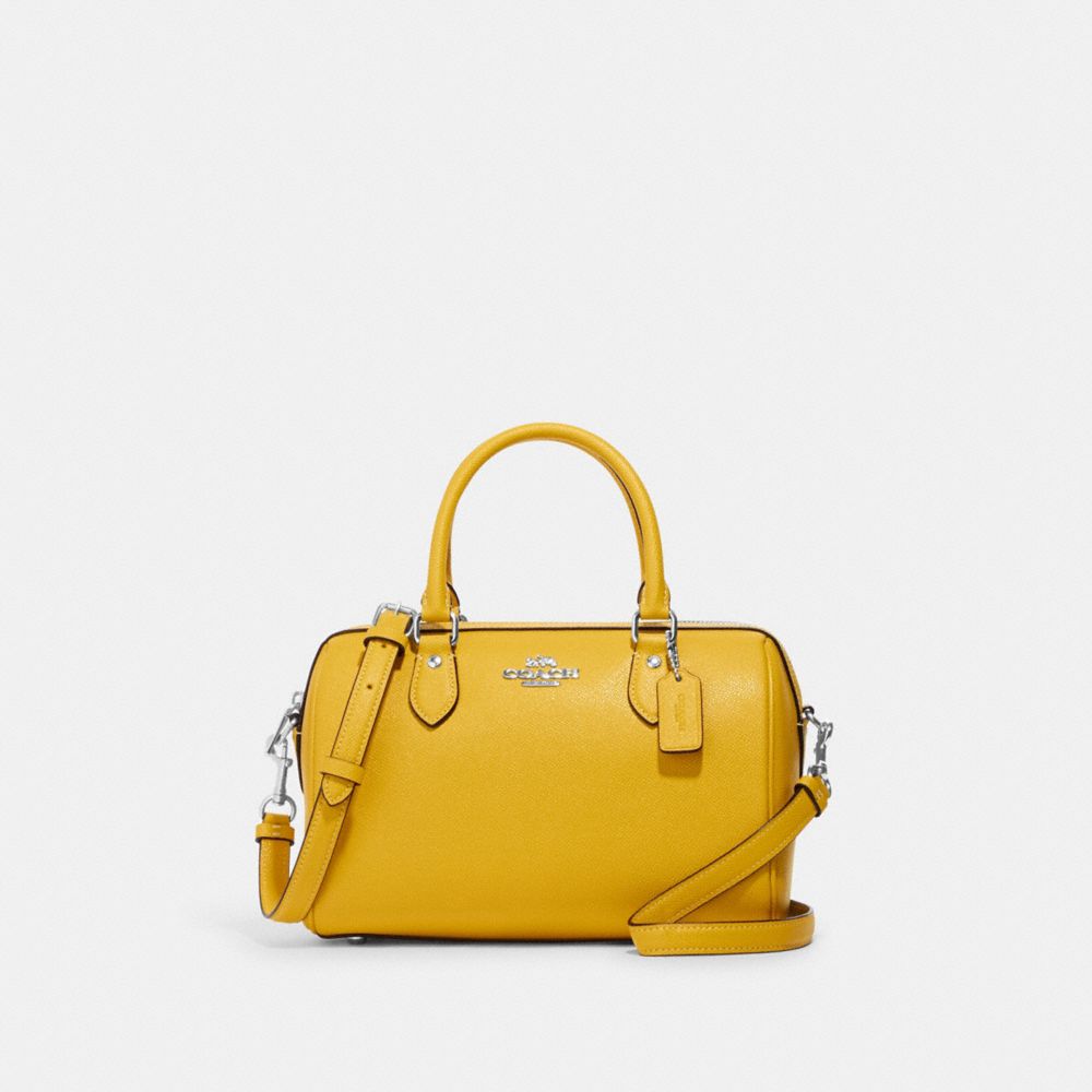 COACH®,Rowan Satchel Bag,Leather,Satchel,Belt,Gold Metal,Casual,,Front View