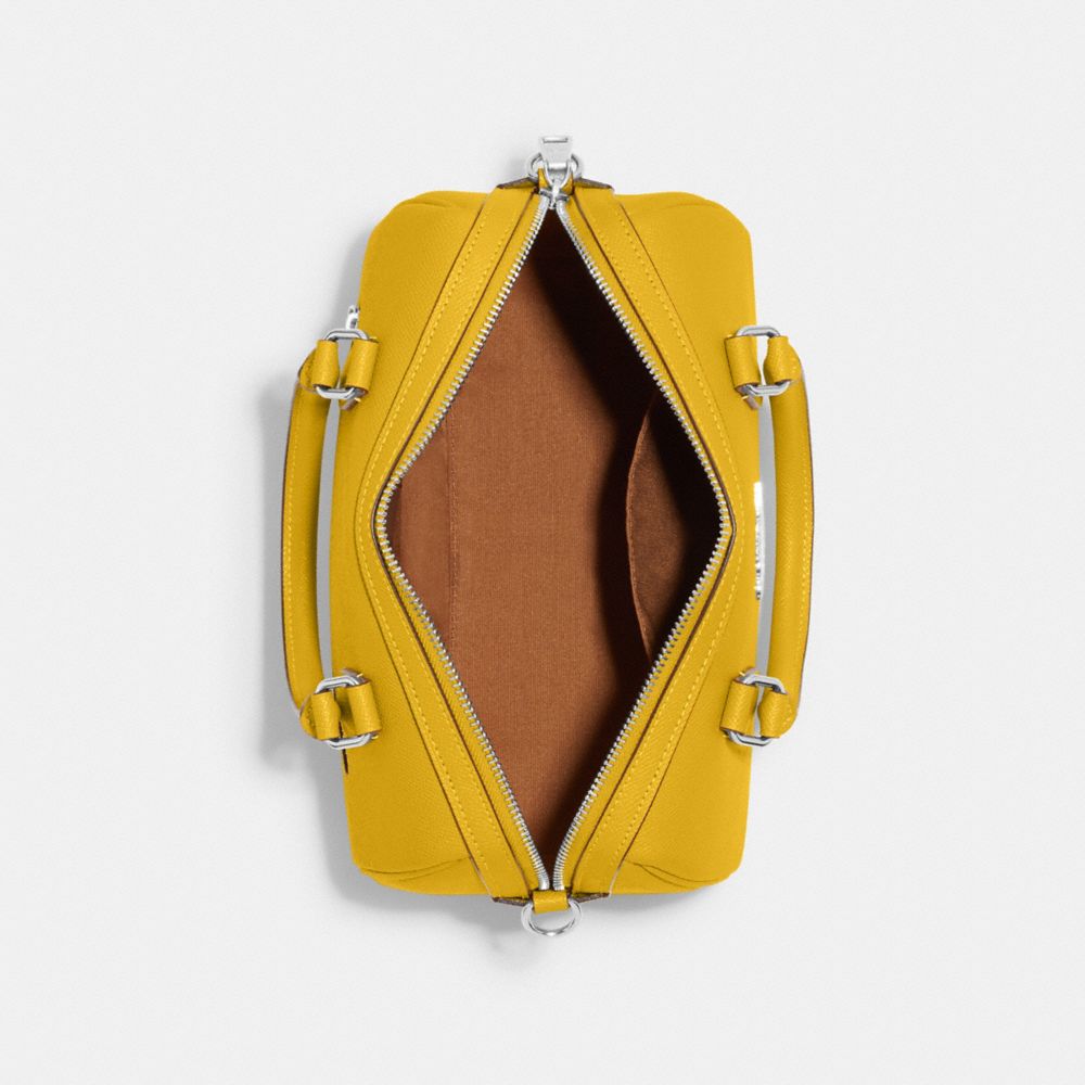 COACH®,Rowan Satchel Bag,Leather,Satchel,Belt,Gold Metal,Casual,,Inside View,Top View
