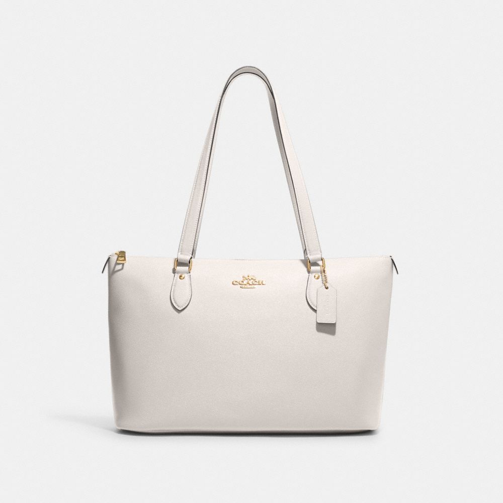 COACH®,CABAS GALLERY,Cuir,Or/Craie,Front View