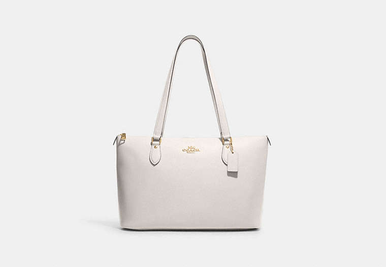 COACH®,CABAS GALLERY,Cuir,Or/Craie,Front View