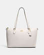 COACH®,GALLERY TOTE,Leather,X-Large,Everyday,Gold/Chalk,Front View