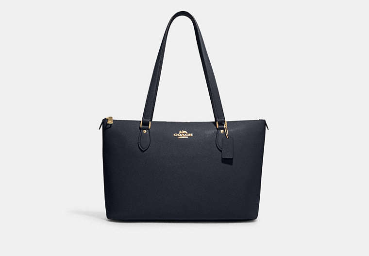 COACH®,GALLERY TOTE,Leather,Large,Everyday,Gold/Midnight,Front View