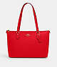COACH®,GALLERY TOTE,Leather,X-Large,Everyday,Gold/Electric Red,Front View