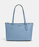 COACH®,GALLERY TOTE BAG,Leather,Large,Everyday,Gunmetal/Cornflower,Front View