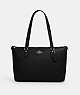 COACH®,GALLERY TOTE,Leather,X-Large,Everyday,Silver/Black,Front View