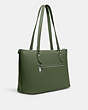 COACH®,GALLERY TOTE BAG,Leather,Large,Everyday,Silver/Dark Sage,Angle View