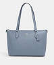 COACH®,GALLERY TOTE,Leather,Large,Everyday,Silver/Grey Mist,Front View