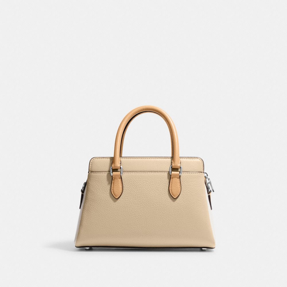 COACH®,MINI DARCIE CARRYALL BAG IN COLORBLOCK,Novelty Leather,Small,Silver/Sandy Beige Multi,Back View
