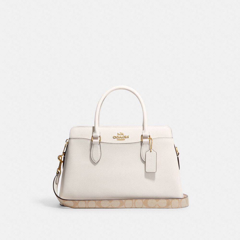 Coach White Signature Canvas Mini Darcie Carryall Bag Coach