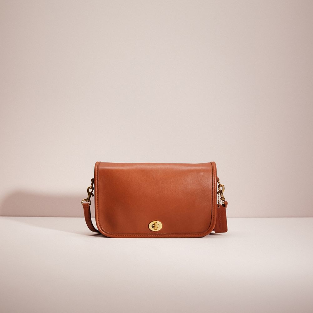 Coach Penny Shoulder Purse in Glovetanned Leather Orange