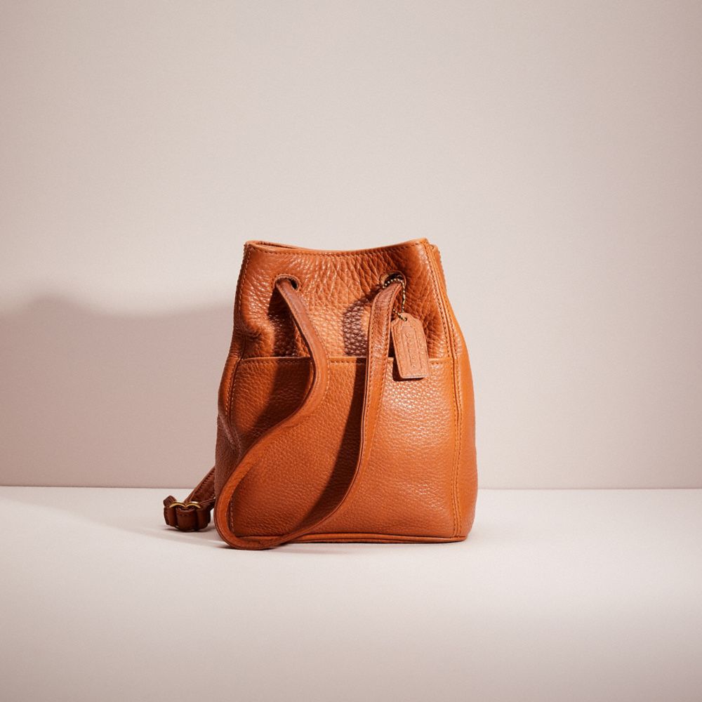 Coach leather drawstring online bucket bag