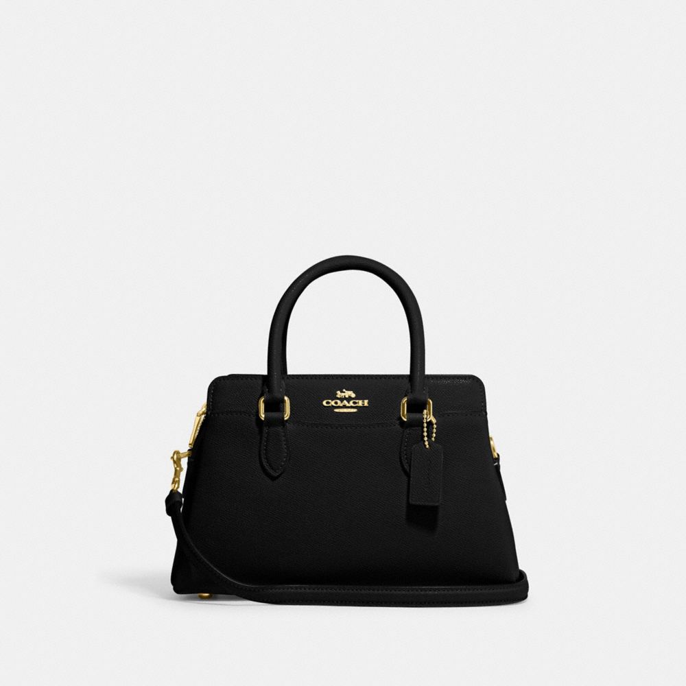 COACH®,MINI DARCIE CARRYALL BAG,Crossgrain Leather,Small,Anniversary,Gold/Black,Front View